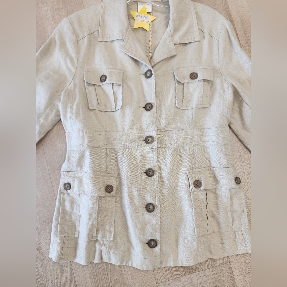 Motherhood Maternity LINEN CREAM Cargo Jacket Size Small